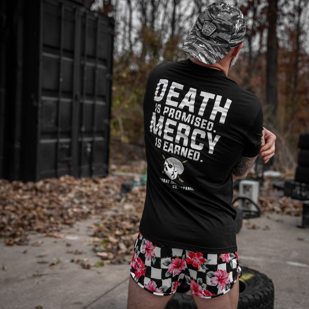 Death Is Promised. Mercy Is Earned Men's T-Shirt