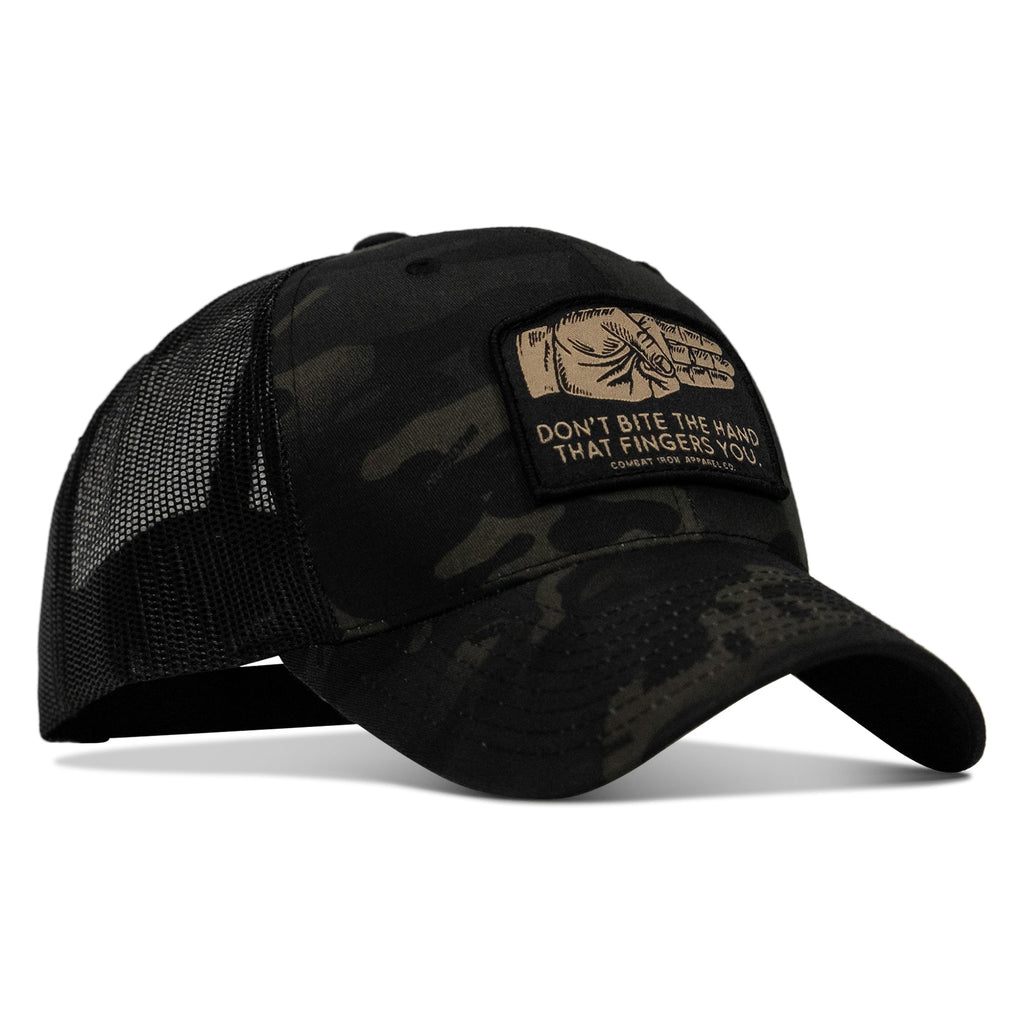 Don't Bite The Hand That Fingers you Patch Snapback Hat