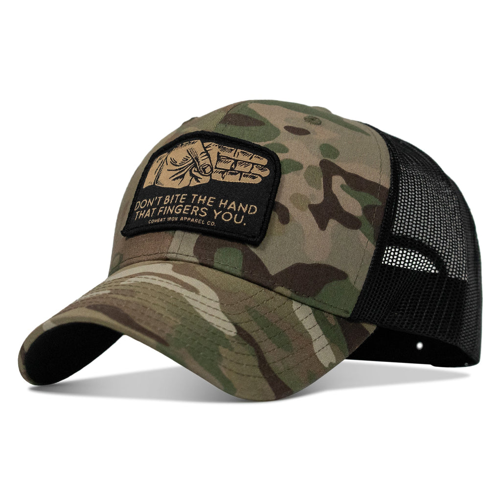 Don't Bite The Hand That Fingers you Patch Snapback Hat