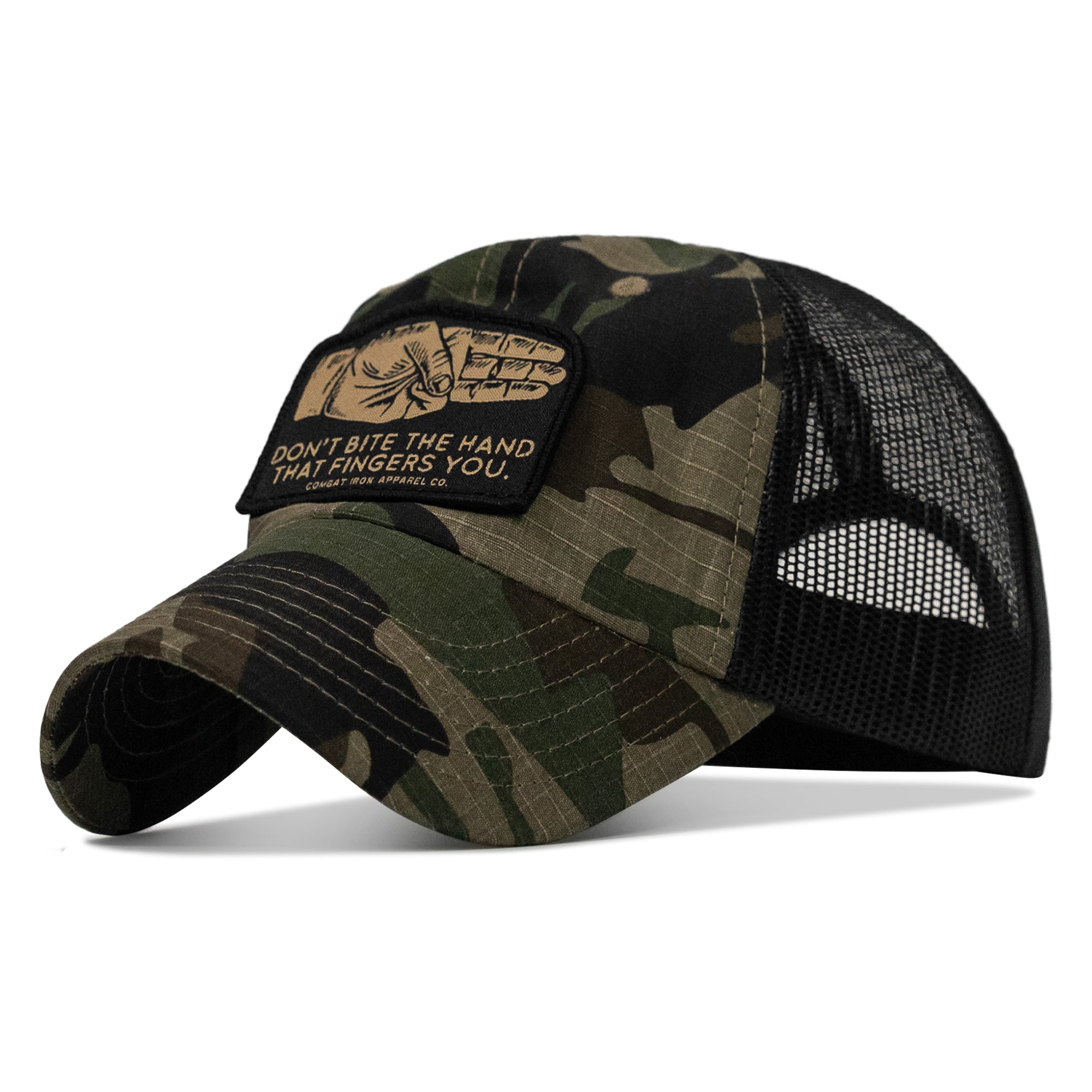 Don't Bite The Hand That Fingers You Patch Tactical Ripstop Mesh Snapback Hat