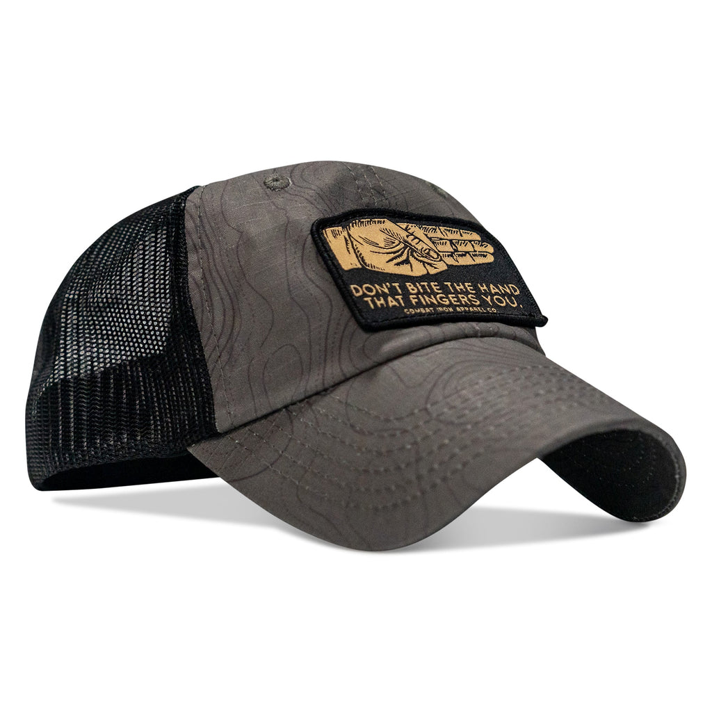 Don't Bite The Hand That Fingers You Patch Tactical Ripstop Mesh Snapback Hat