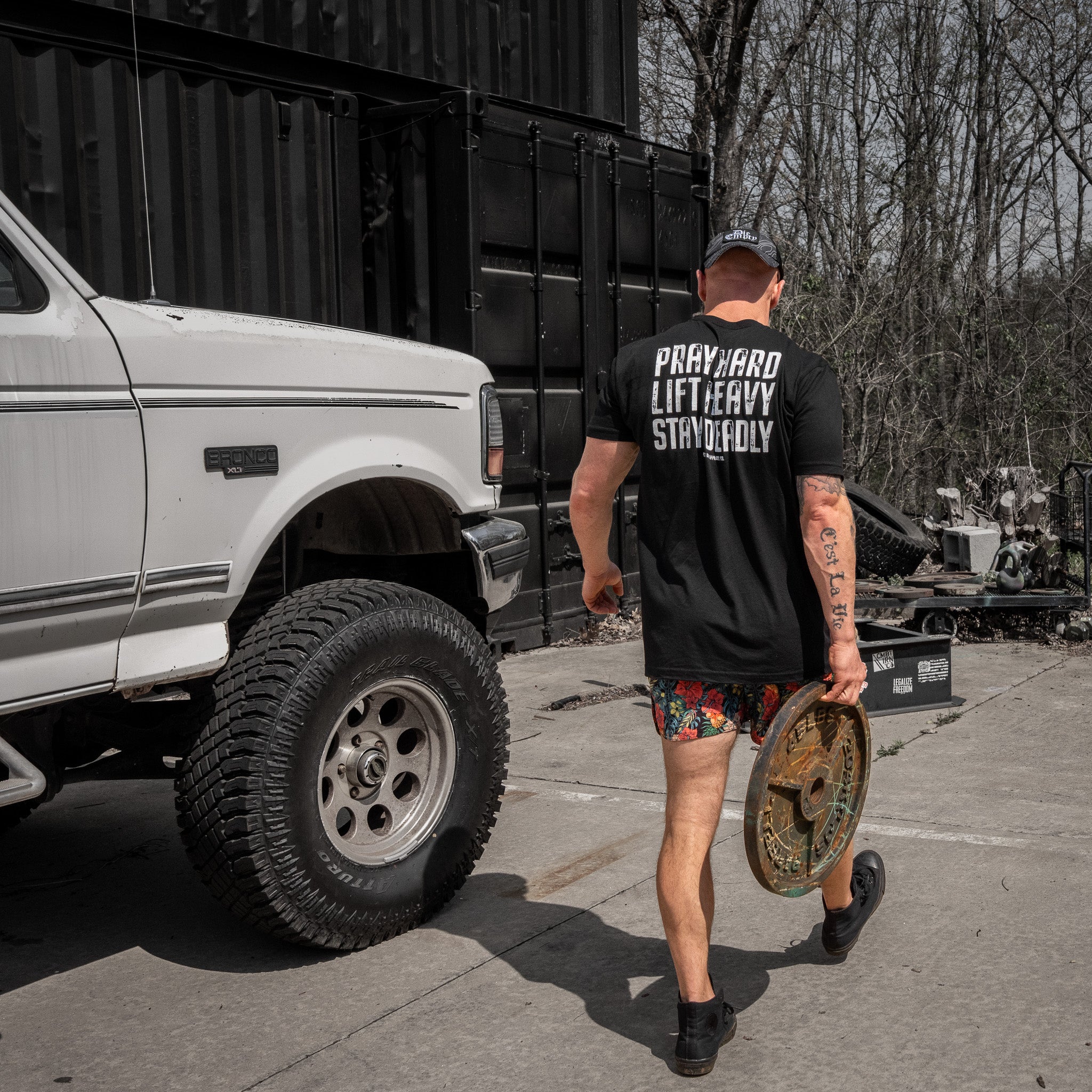 Pray Hard. Lift Heavy. Stay Deadly. V2 Men's T-Shirt