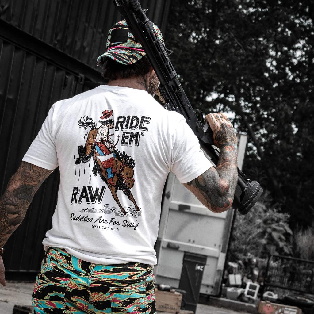 Ride 'Em Raw - Saddles Are For Sissy's Men's T-Shirt