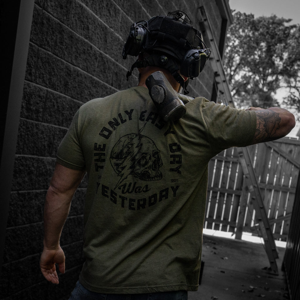 Only Easy Day Was Yesterday Skull Men's T-Shirt