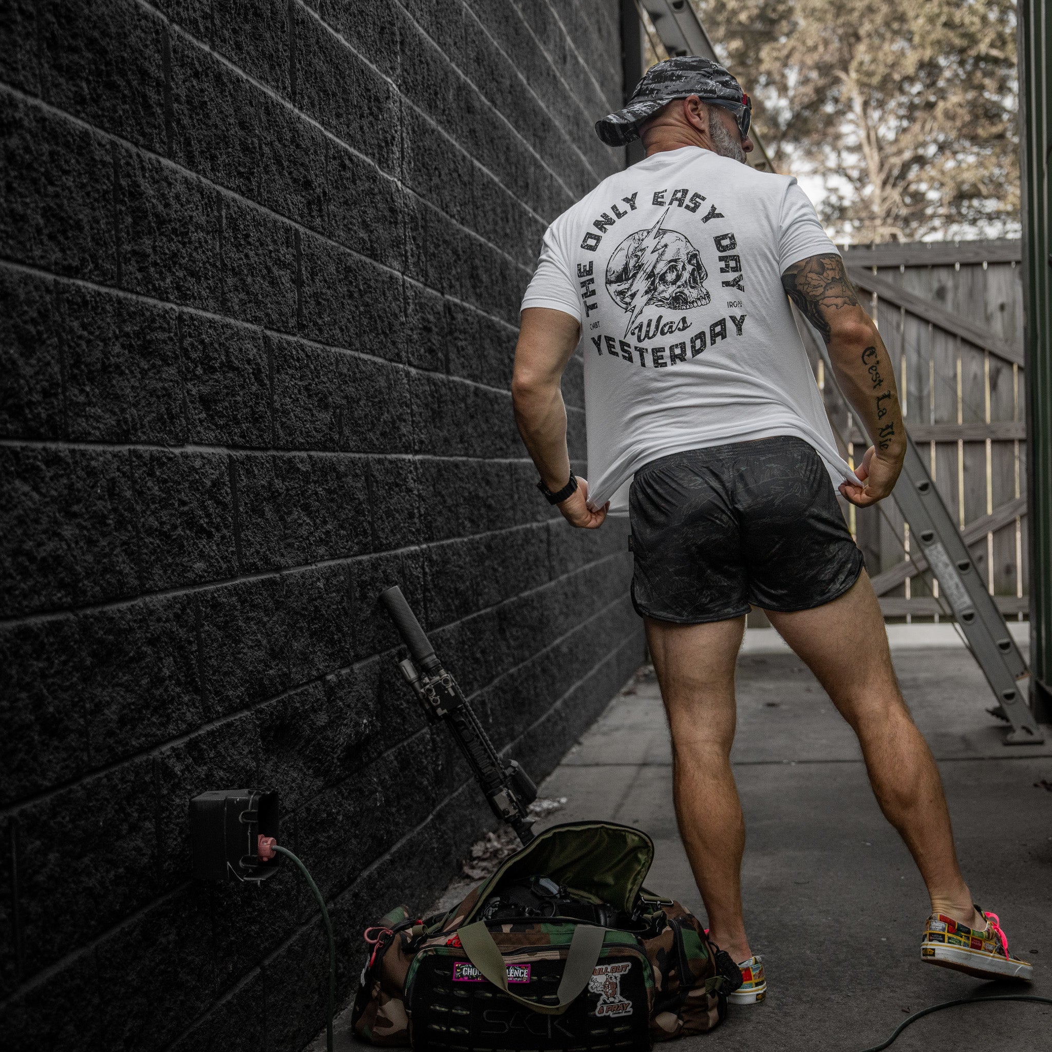 Only Easy Day Was Yesterday Skull Men's T-Shirt