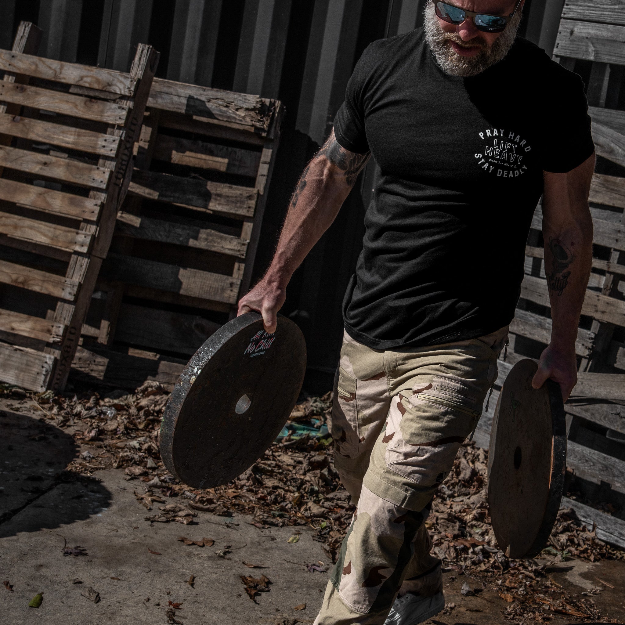 Pray Hard. Lift Heavy. Stay Deadly. Men's T-Shirt