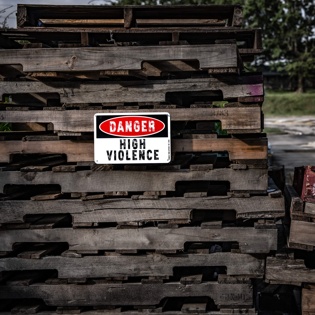 Danger High Violence Wall Mounted Metal Sign