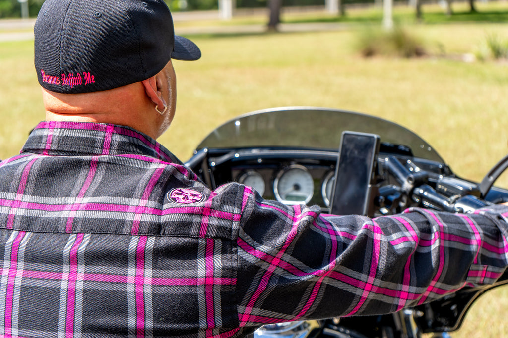 The "Warrior" Black & Pink Flannel (Hidden Snap Collars)