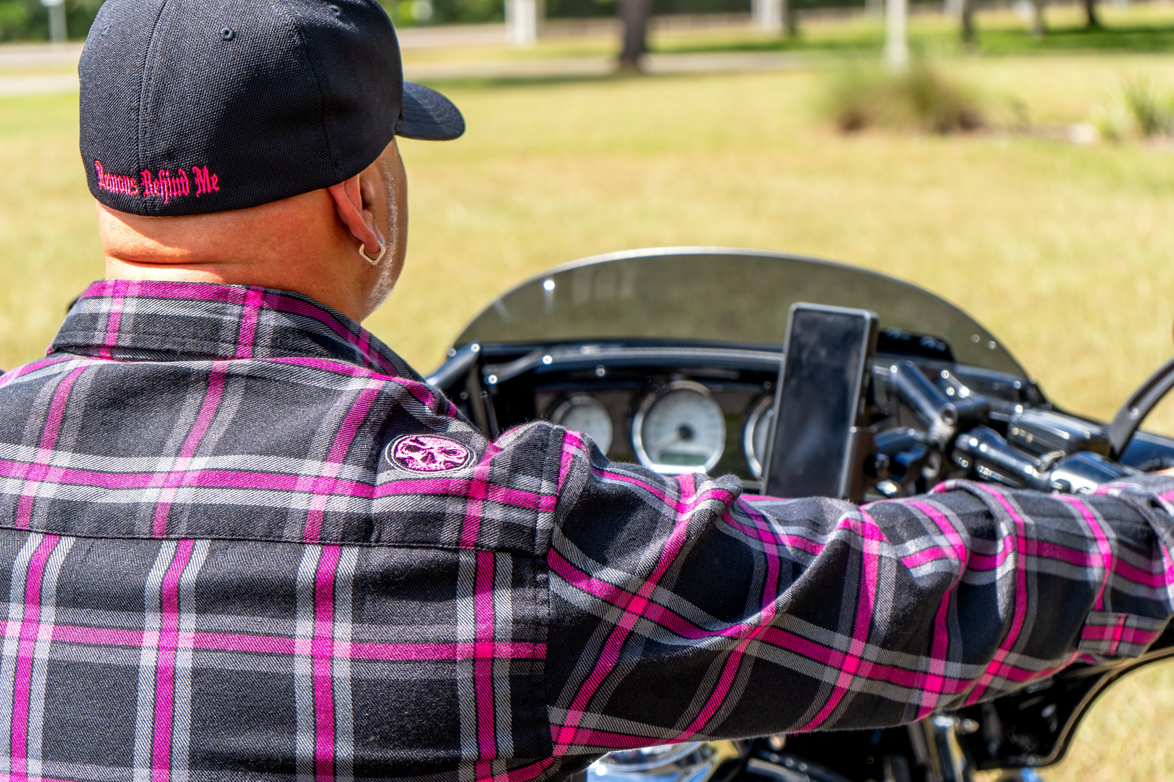 The "Warrior" Black & Pink Flannel (Hidden Snap Collars)