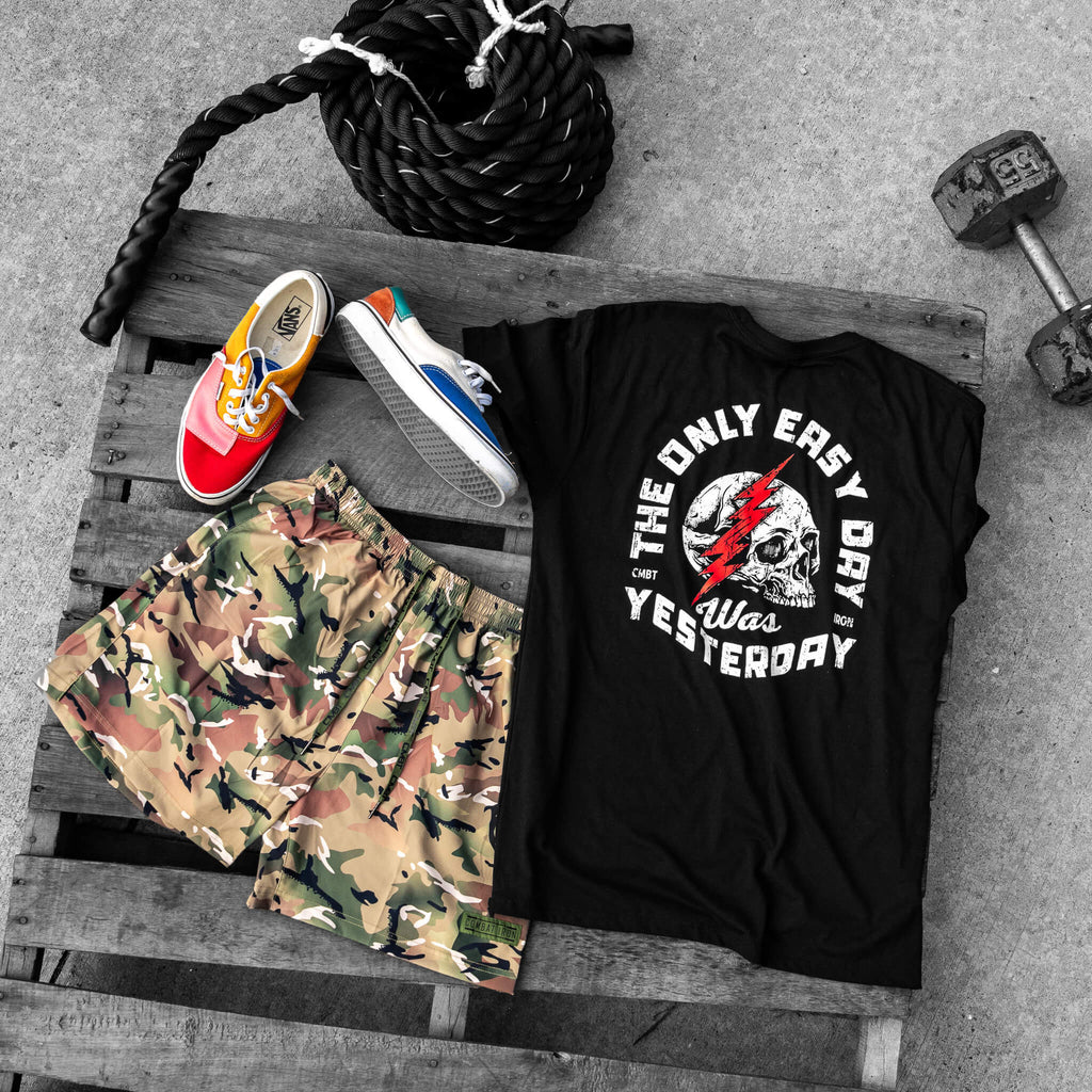 Only Easy Day Was Yesterday Skull Men's T-Shirt