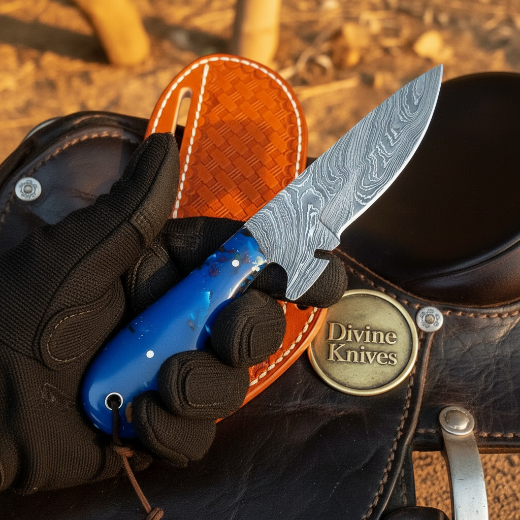 Bull Rider Engraved Bowie Hunter Knife for Ranch and Rodeo Enthusiasts