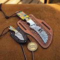 Cross Cutout Skinner & Mini Neck Knife with Damascus Blades
