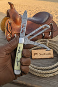 Ivory Stallion Trail Trapper Folder Knife 7" Handmade Damascus Steel with Ivory bone handle