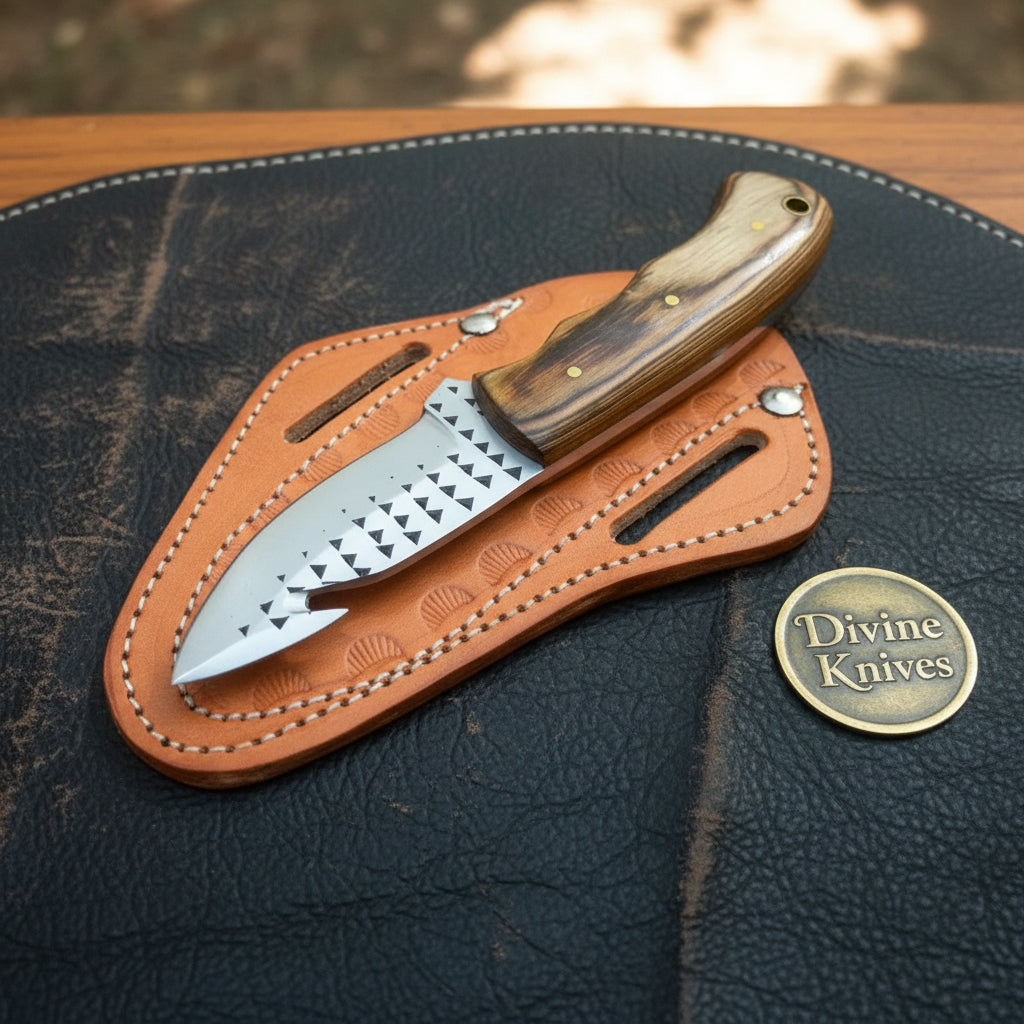 Hand-Forged Rasp Steel Wood Gut Hook Knife