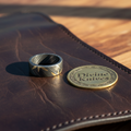 Layered Steel Ring with Gold Leaf Inlay for Men