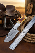 Fulltang Hookline Knife 9" Handmade Damascus Tanto Gut Hook