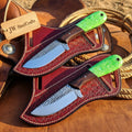 Emerald Trail Skinner Duo Knife 8" Handmade Damascus Set of 2