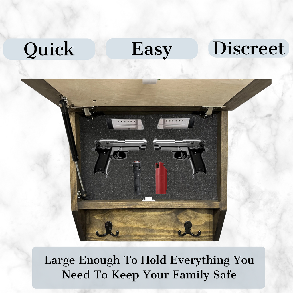 Rustic Diamond Hidden Gun Cabinet – Ornate Concealment Coat Rack with Multi-Purpose Hooks