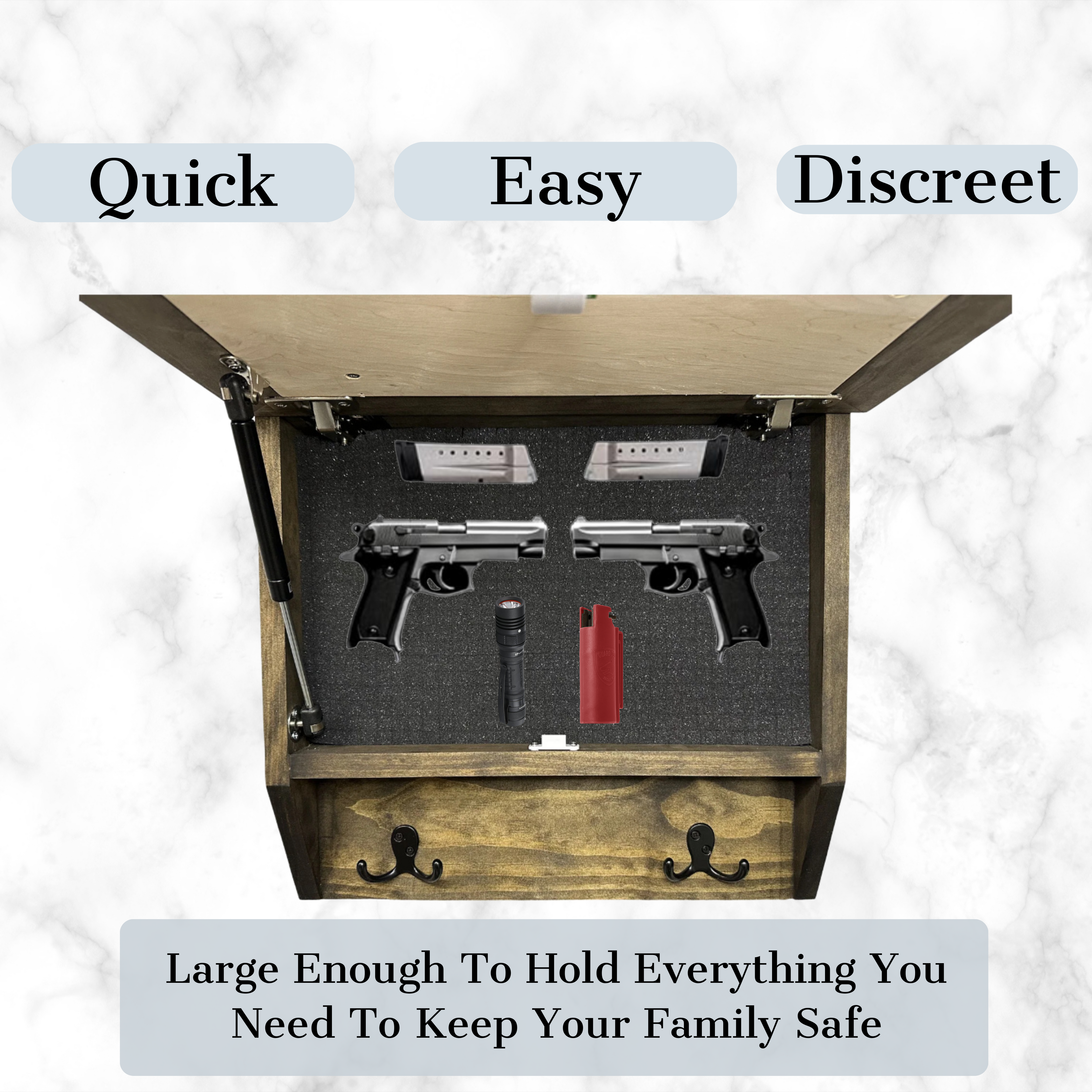 Gun and Roses Hidden Gun Cabinet – Decorative Concealment Coat Rack with Hat & Key Hooks
