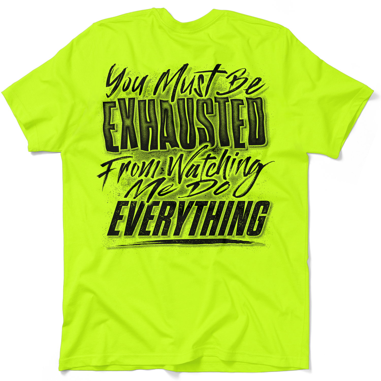 Exhausted - Safety Yellow Pocket T-Shirt