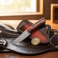 Damascus Pinecone Sawback Hunter with Patterned Blade
