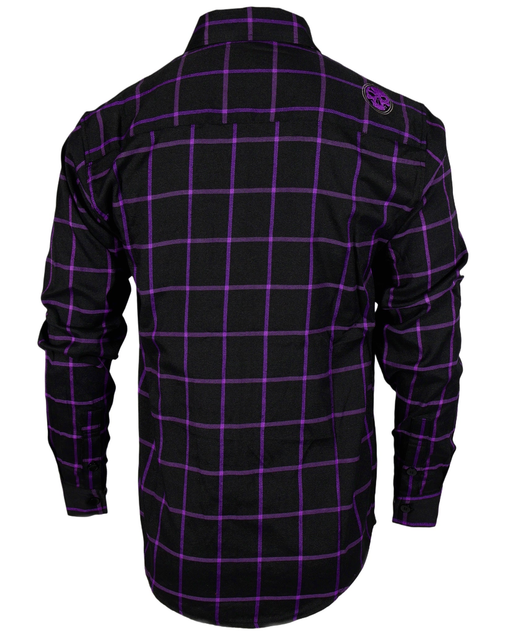 The "Raven" Black & Purple Flannel (Hidden Snap Collars)
