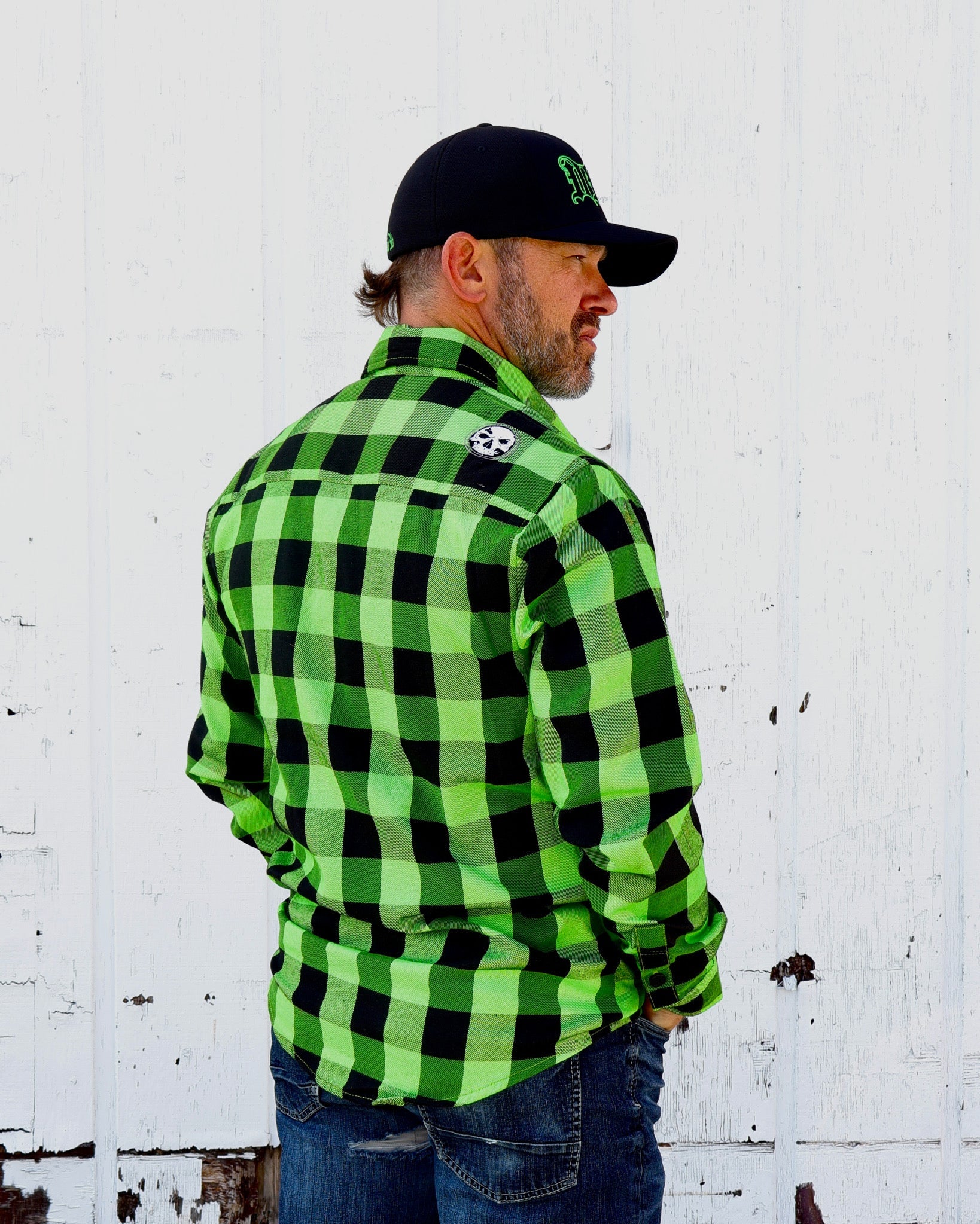 The "Incredible H" Green & Black Flannel (Hidden Snap Collars)
