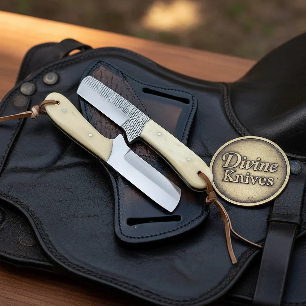 Rasp & D2 Steel Bone Bull Cutters with Natural Bone Handles