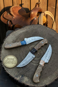 Handmade Rosewood Handle Damascus Chef Knife Set – 3 Pieces