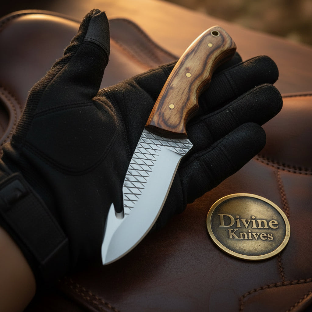 Hand-Forged Rasp Steel Wood Gut Hook Knife