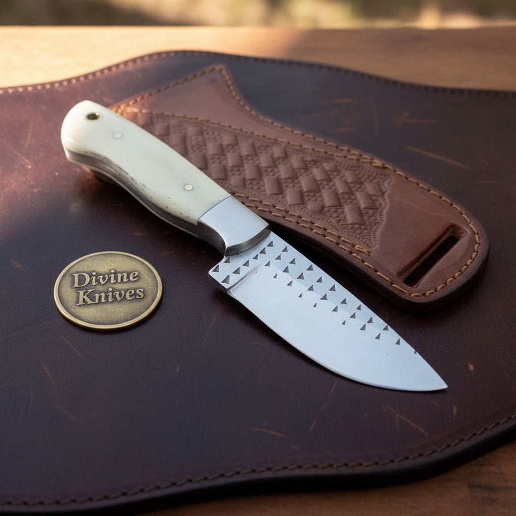 Bone Western Rasp Cowboy Knife with Rasp File Blade