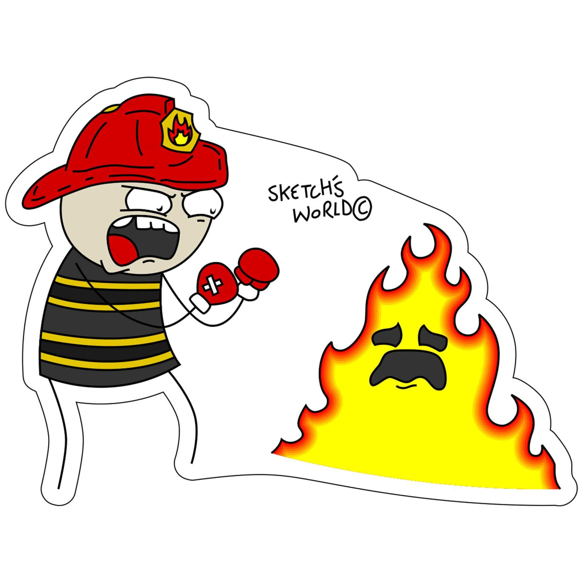 Sketch's World © Officially Licensed - Firefighter - 4x3 inch Sticker