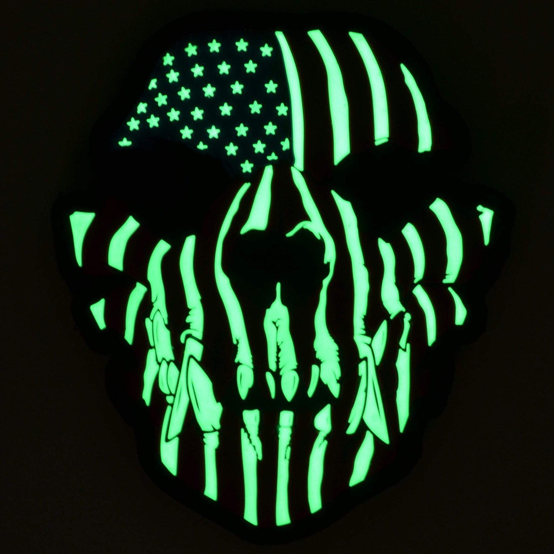 K9 K-9 Dog Canine Skull US Flag - 3x3.5 PVC Patch COLOR or GLOW IN THE DARK