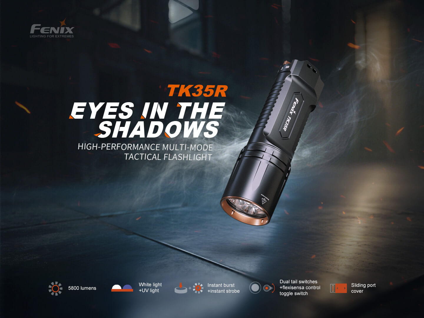 Fenix TK35R Rechargeable High-Performance Tactical Flashlight with UV Output