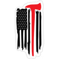 Firefighter US Flag Thin Red Line with Axe - 2x3.75 inch Sticker