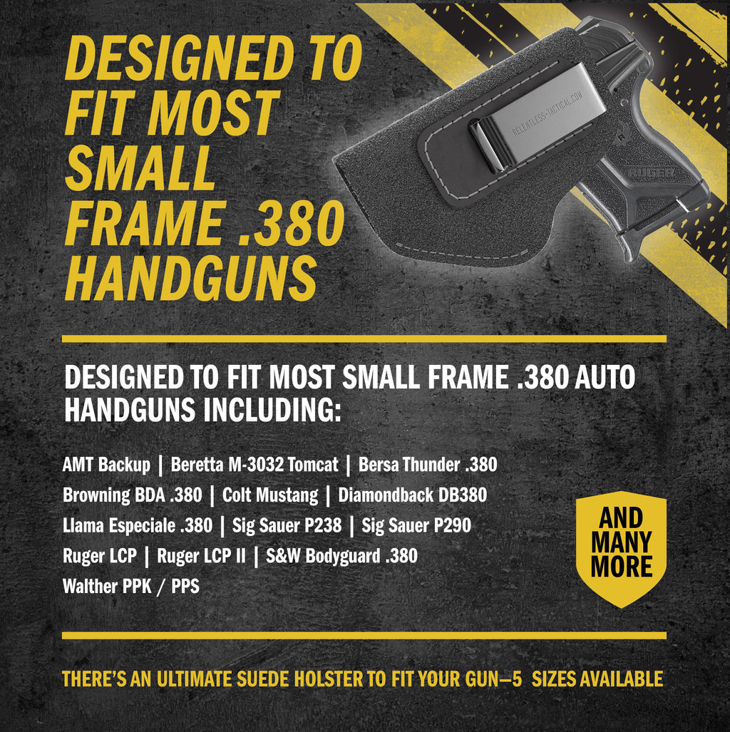 The Ultimate Suede Leather IWB Holster - Small Size | Fits Ruger LCP, LCP2, Sig P238, P290, S&W Bodyguard .380 and Most .380's  - Lifetime Warranty - Made in USA