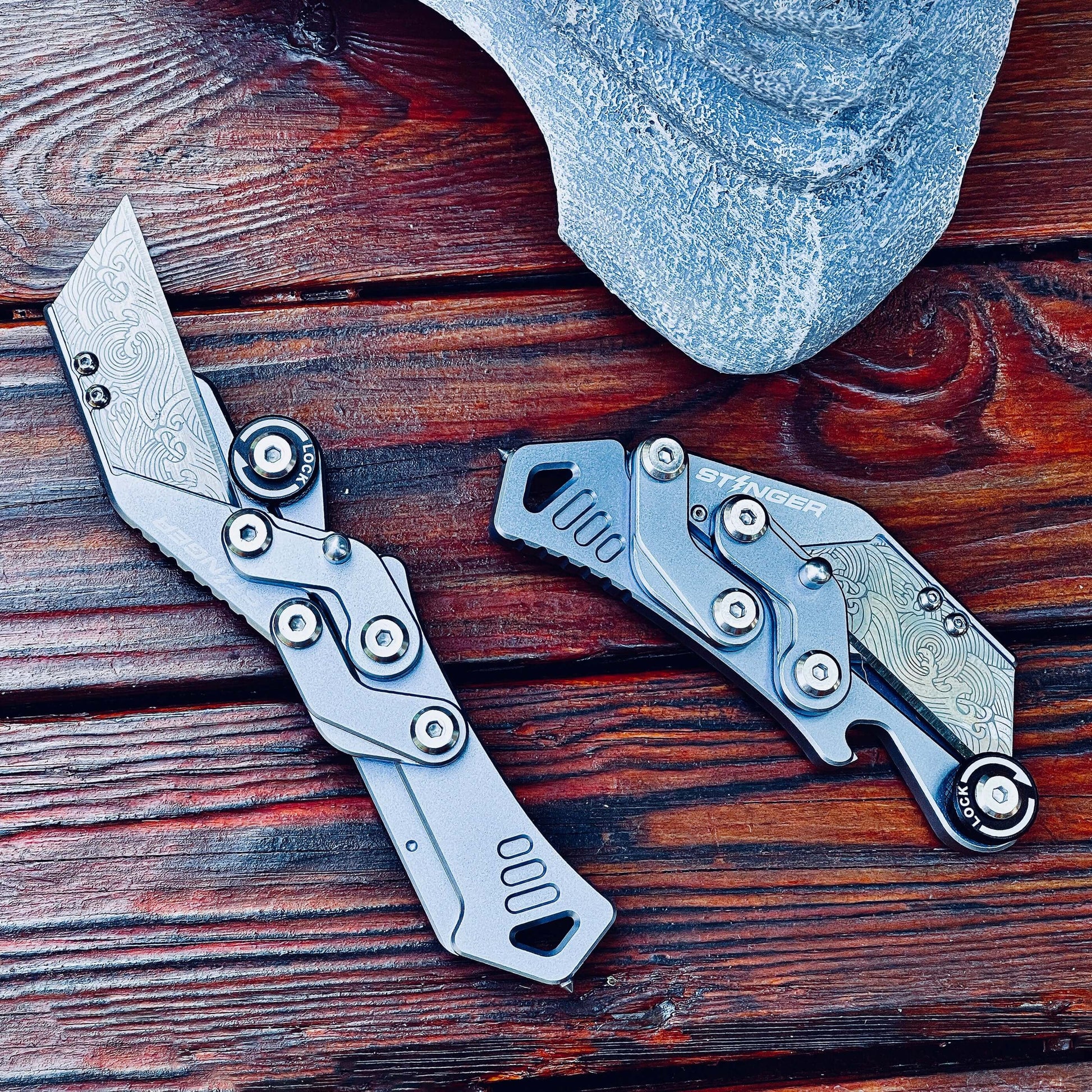 Stinger Godzilla Blade, Folding Pocket Knife, Utility Knife - Space Grey