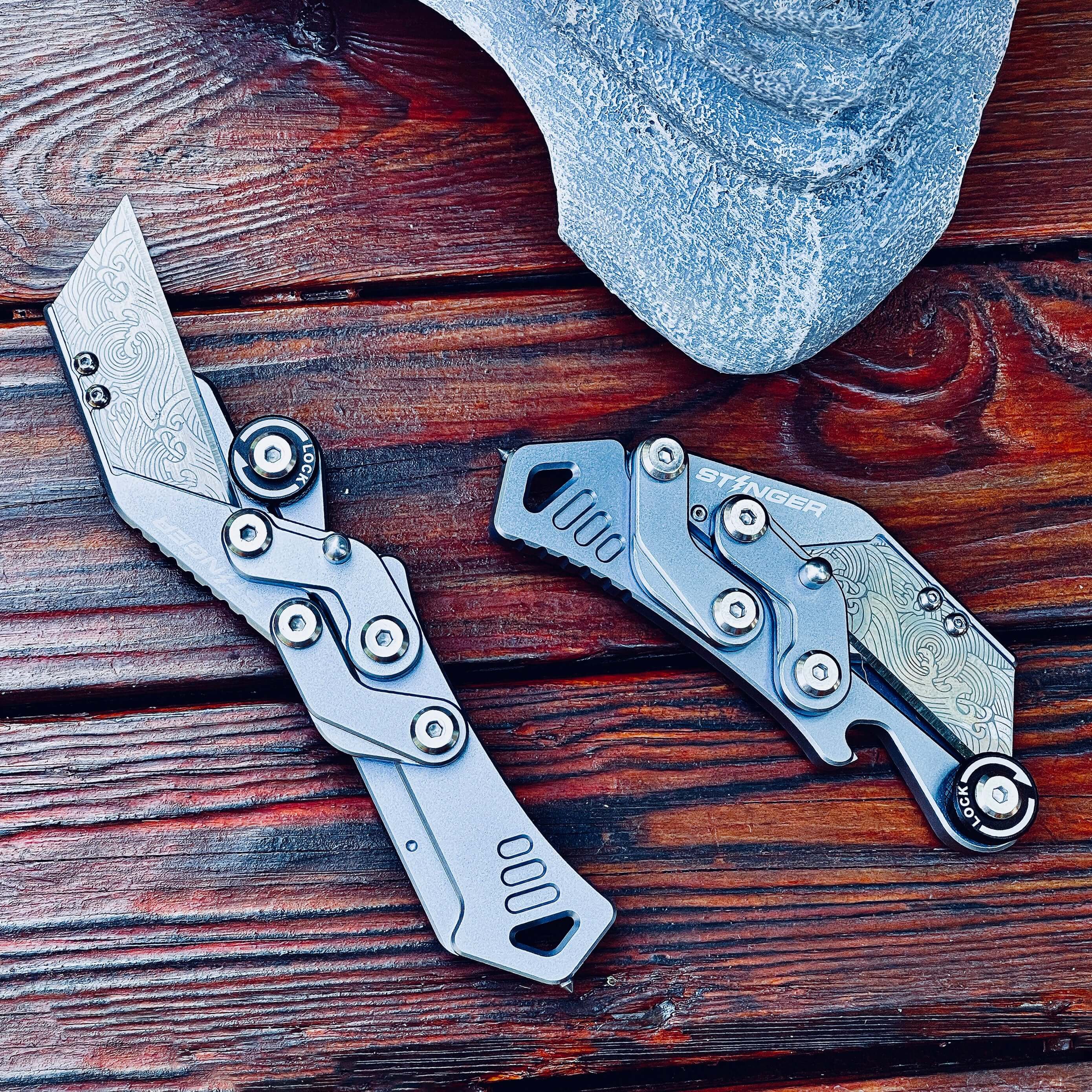 Stinger Godzilla Blade, Folding Pocket Knife, Utility Knife - Space Grey