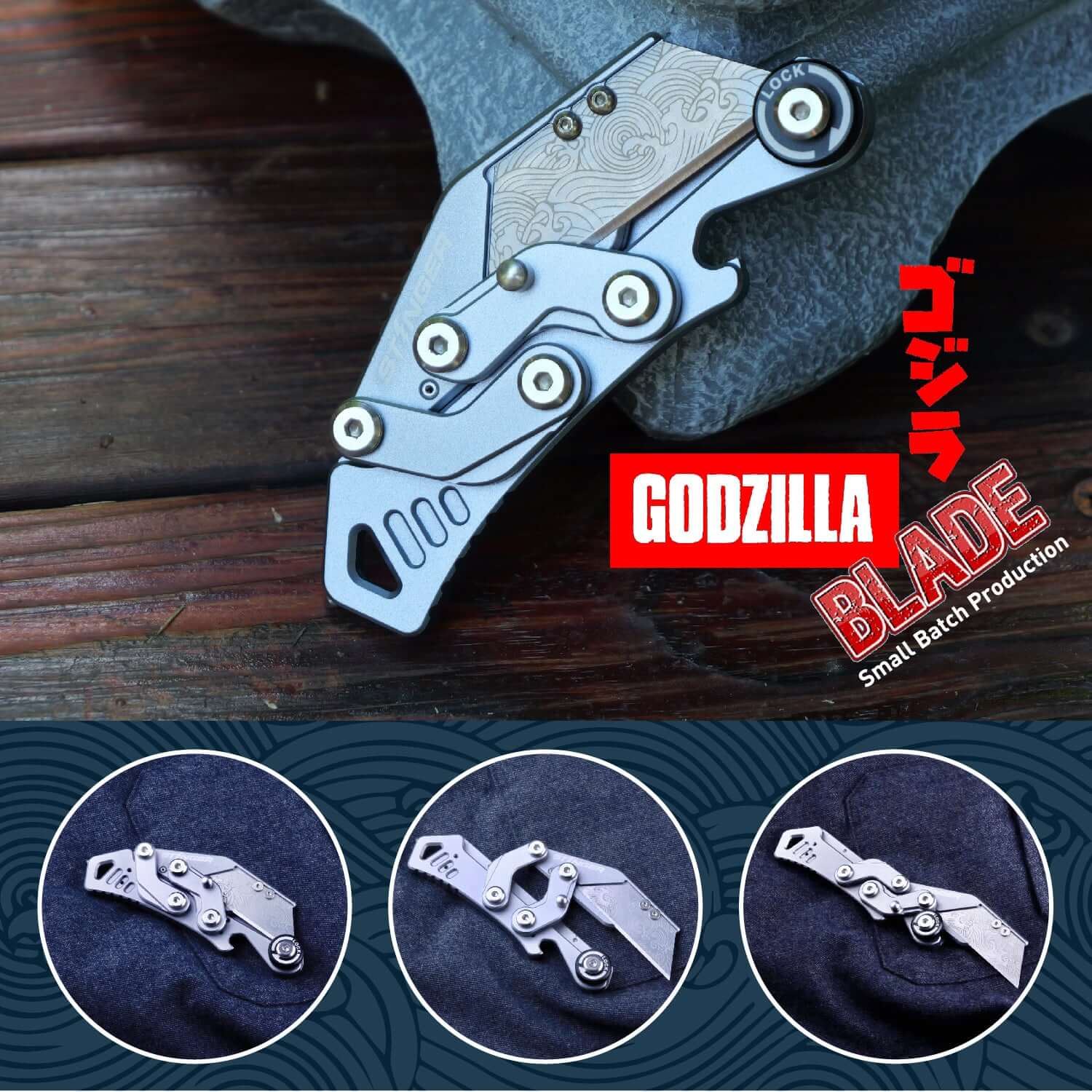Stinger Godzilla Blade, Folding Pocket Knife, Utility Knife - Space Grey