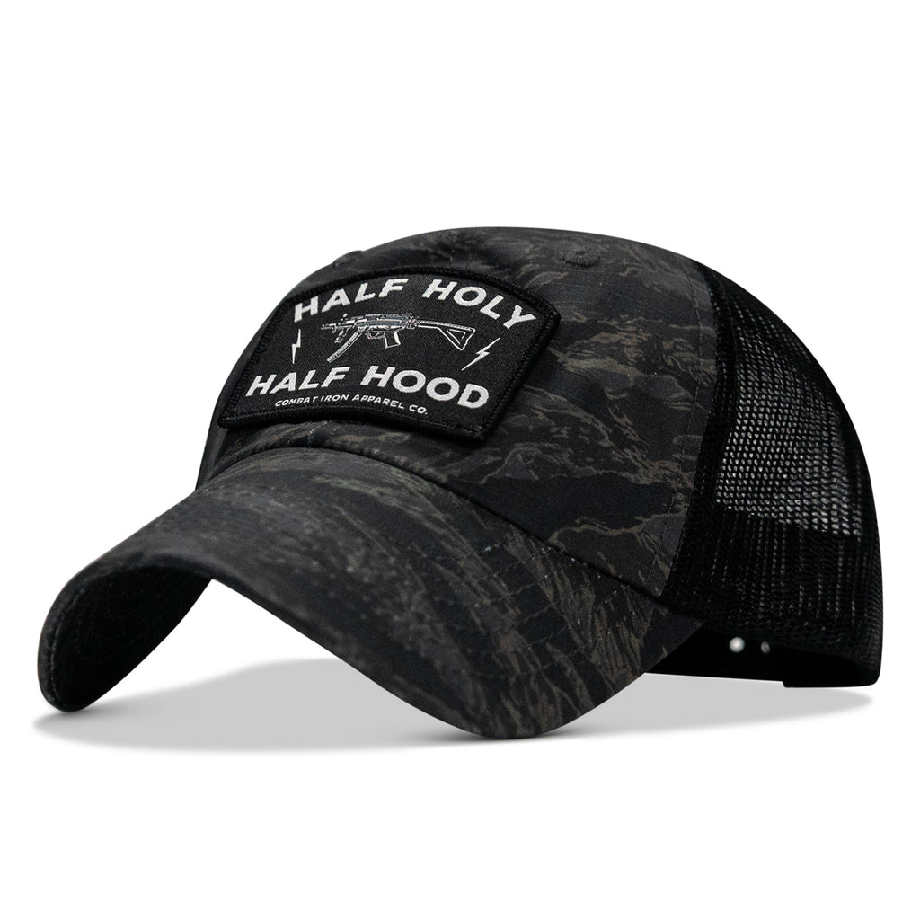 Half Holy. Half Hood Patch. Tactical Ripstop Mesh Snapback Hat