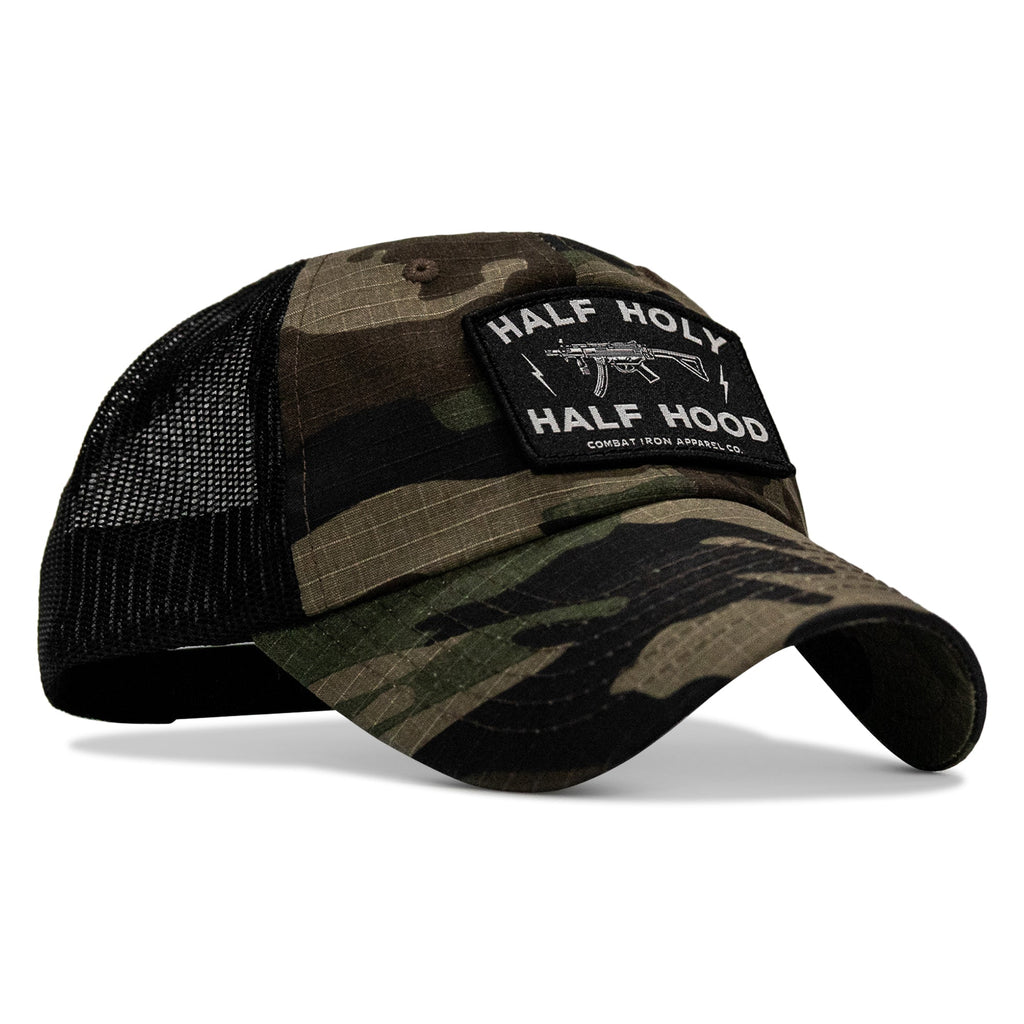 Half Holy. Half Hood Patch. Tactical Ripstop Mesh Snapback Hat