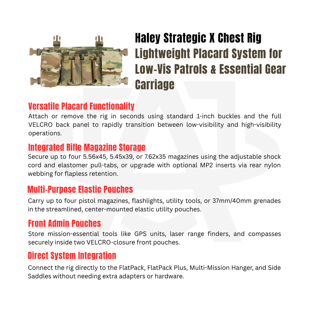 Haley Strategic X Chest Rig - Low-Profile 12.6 oz Tactical Rig for Urban & Confined Spaces