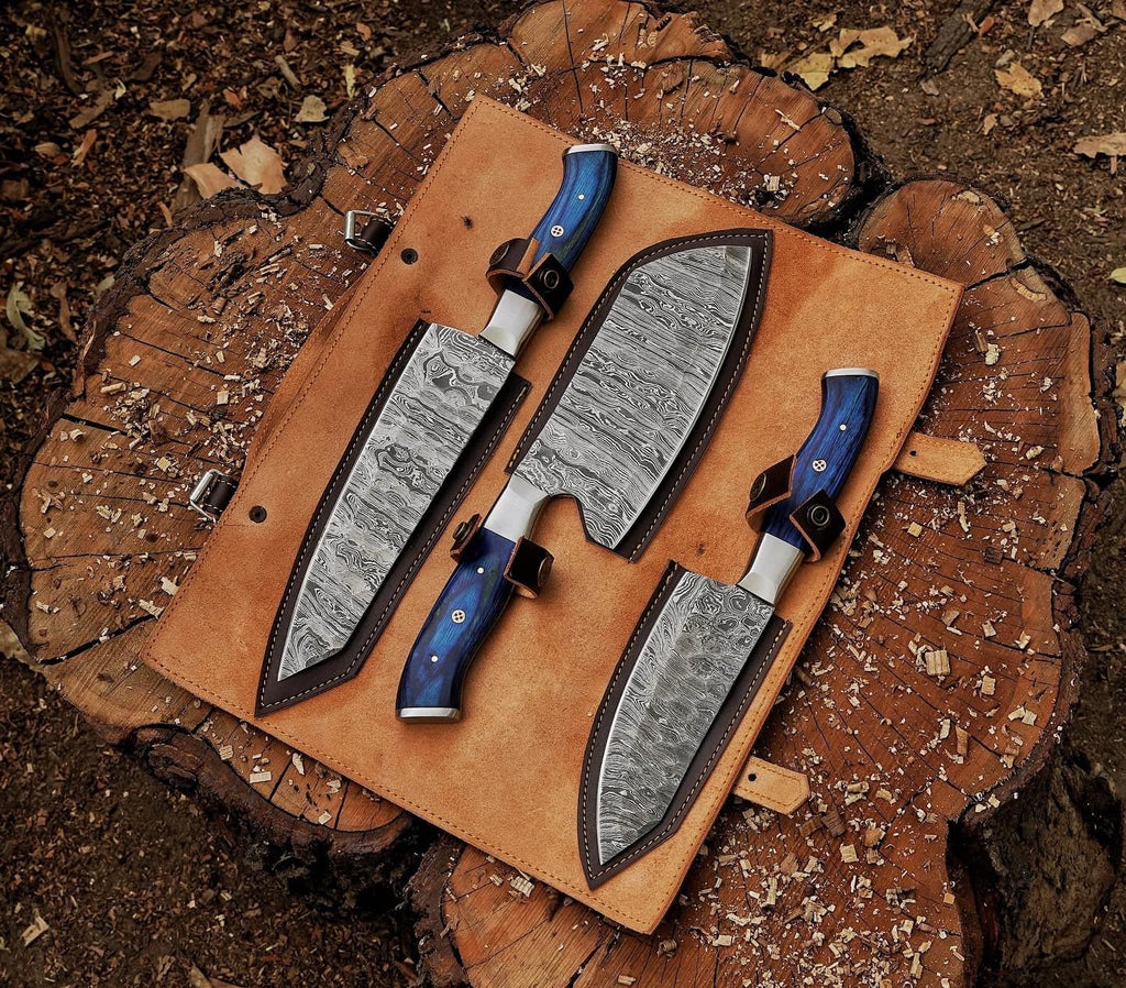 Custom Handmade Damascus Knife Set - 3 to 8 Inches