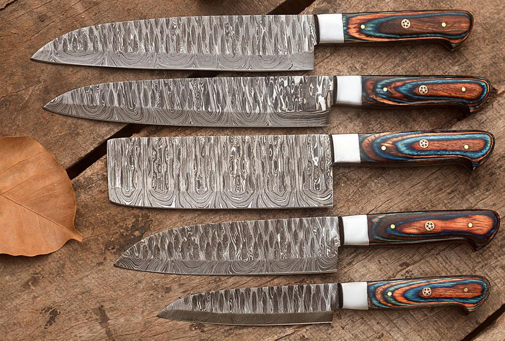Custom Handmade Damascus Steel Knives Set (8” to 13”)