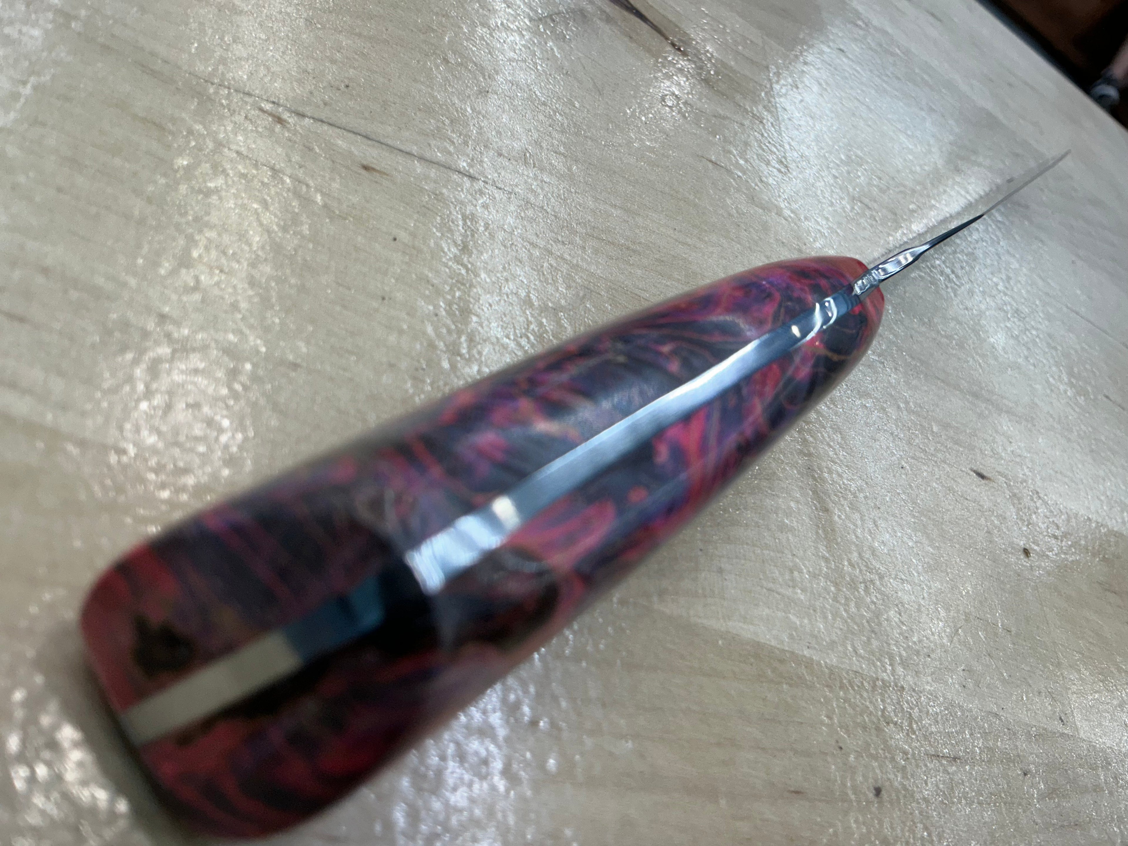 Steaksuki Knife - Pink Box Elder Burl - CPM154