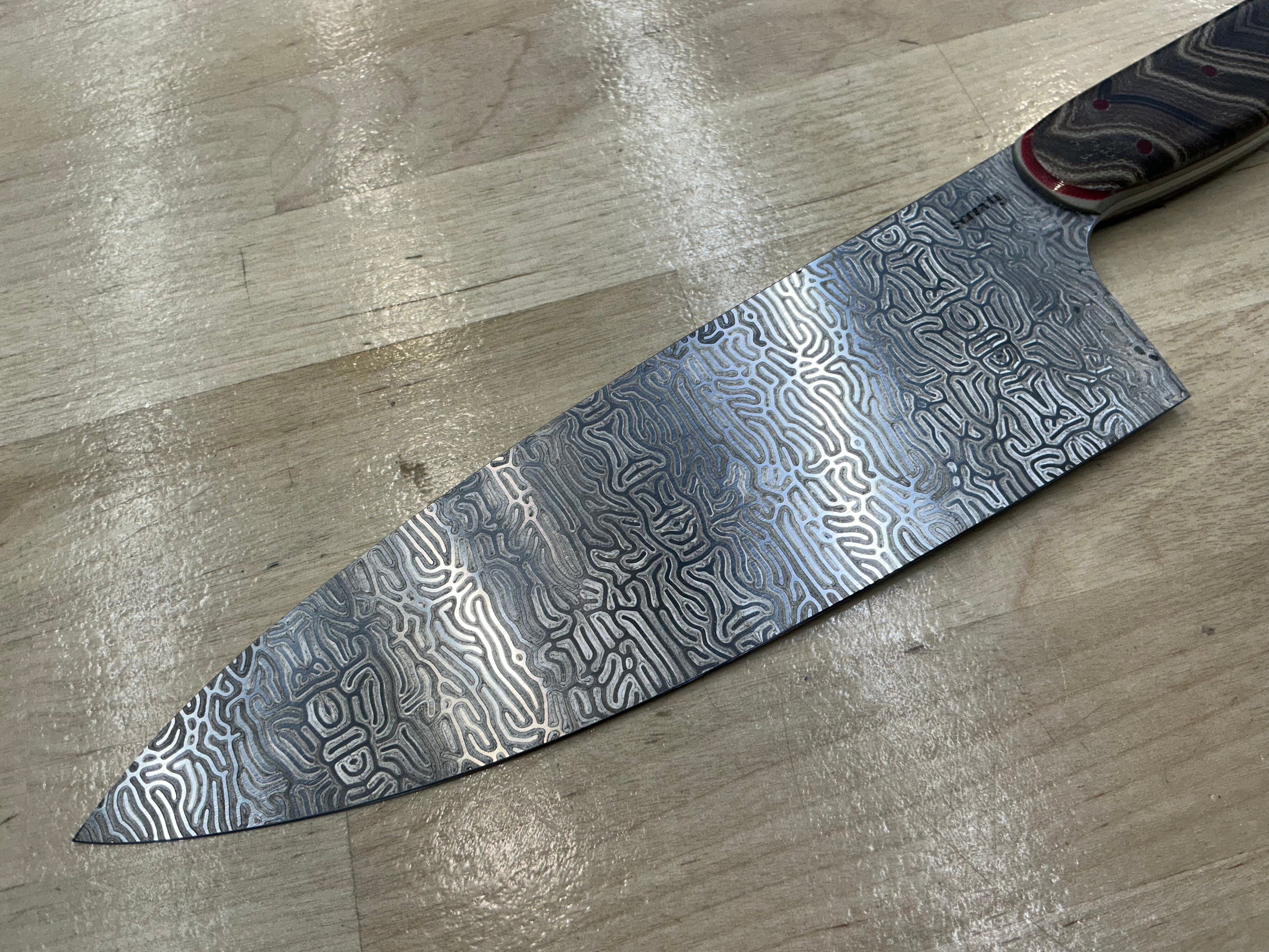 Brain Coral Euro Chef Knife in CPM154 - Micarta & G-10