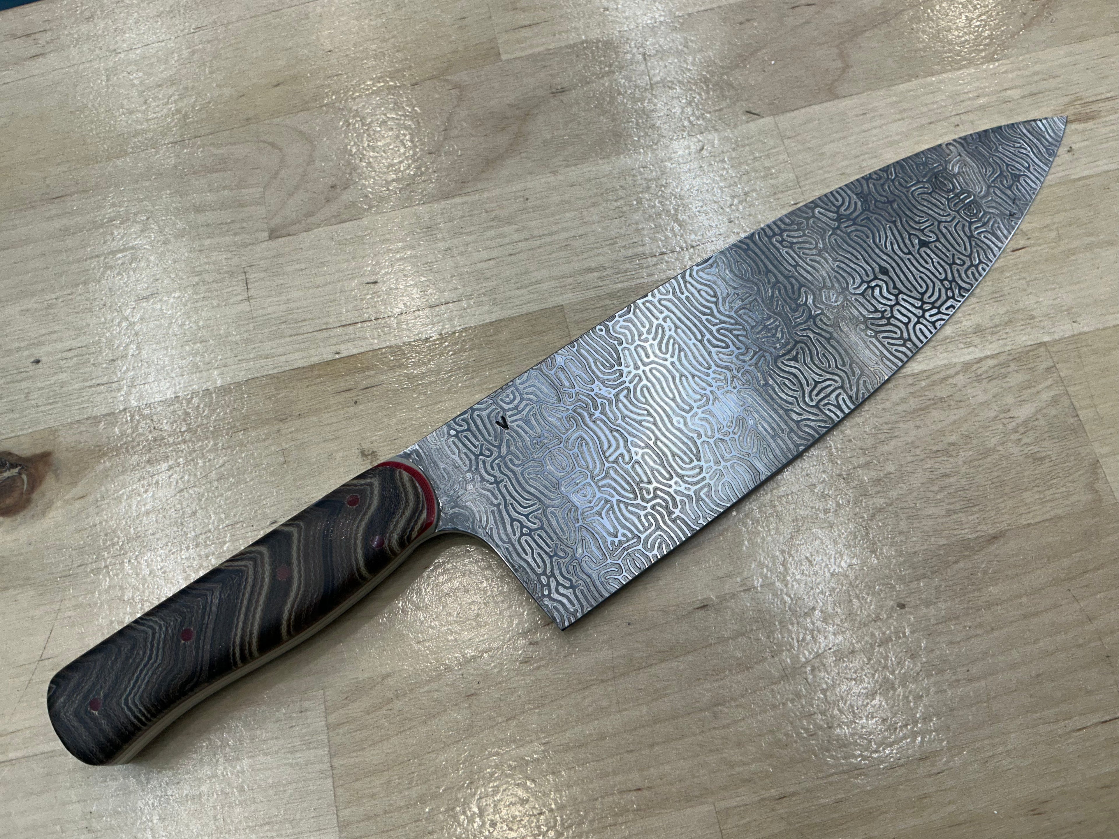 Brain Coral Euro Chef Knife in CPM154 - Micarta & G-10