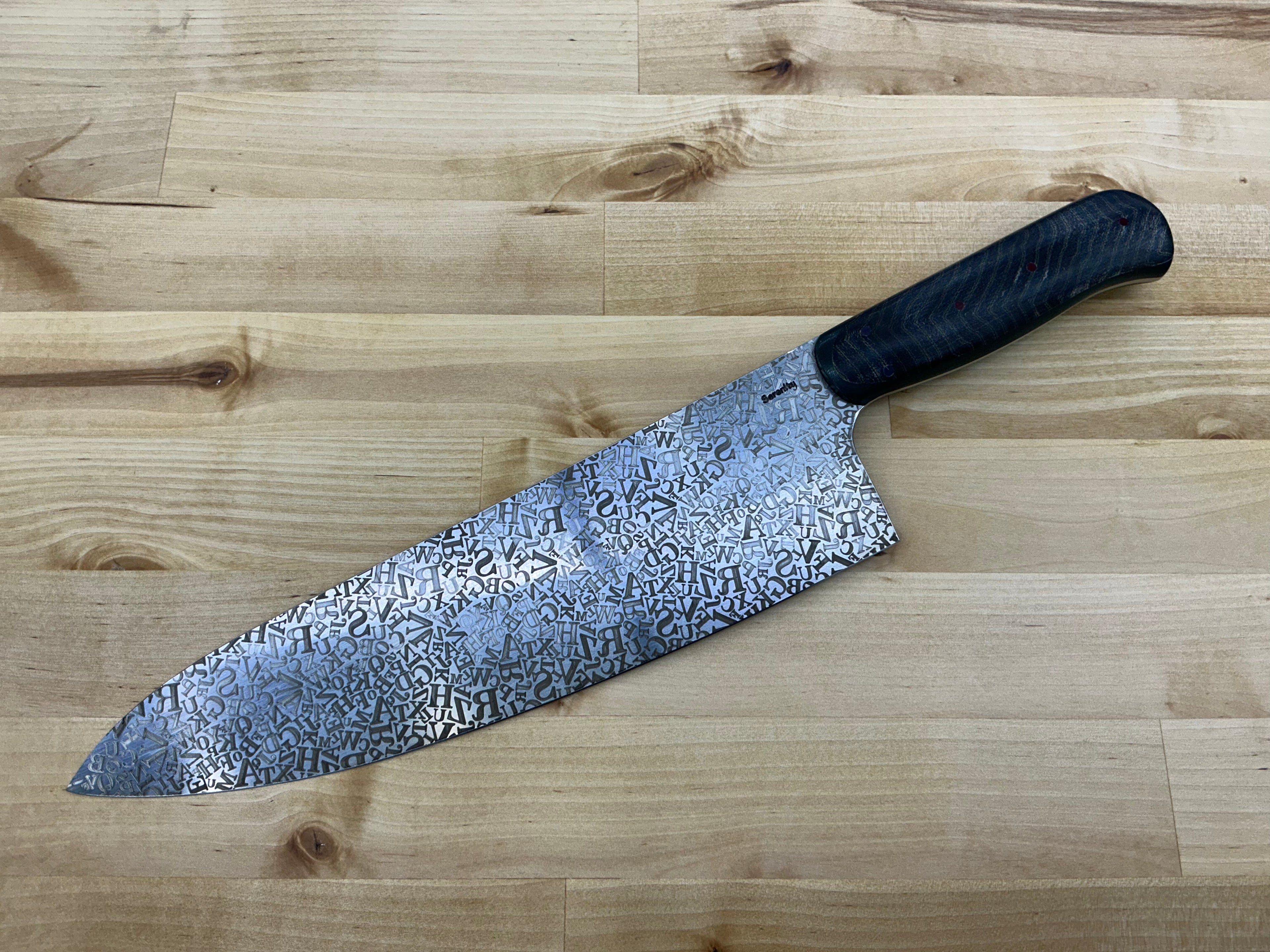 Gigantor Alphabet Soup Chef Knife - CPM154 - Micarta & G-10