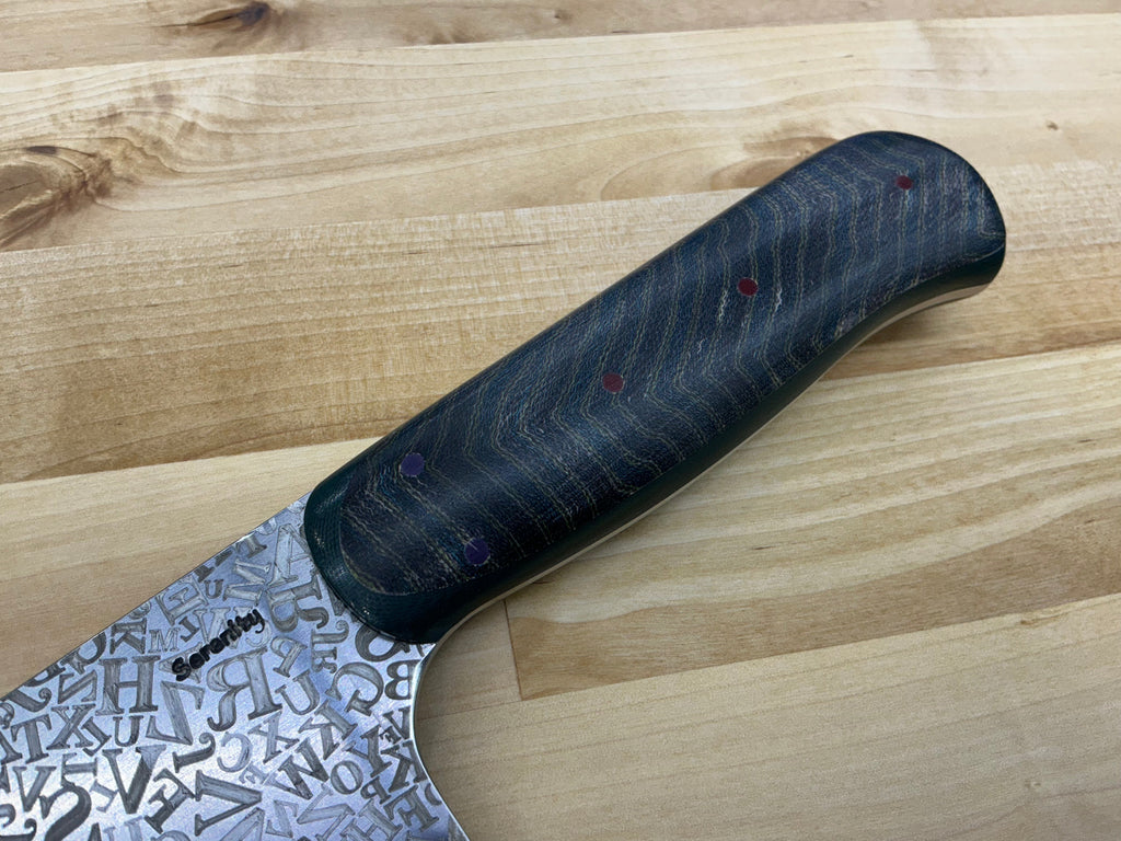 Gigantor Alphabet Soup Chef Knife - CPM154 - Micarta & G-10