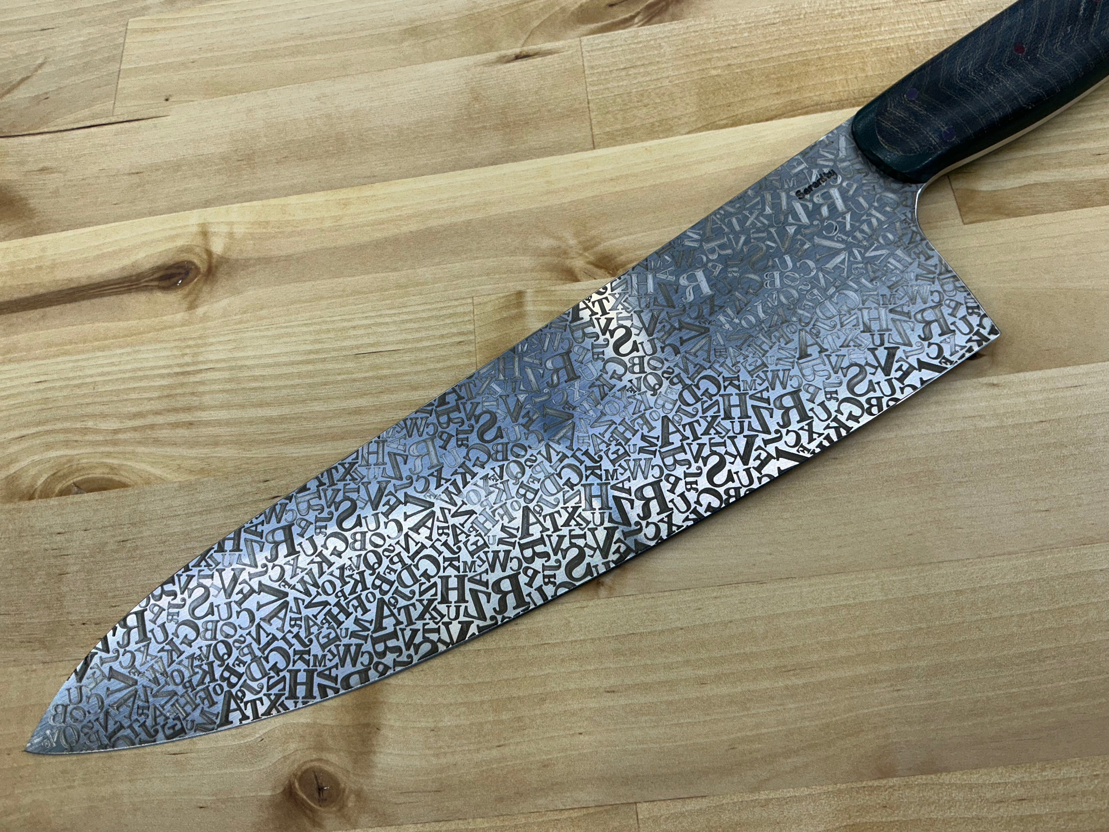 Gigantor Alphabet Soup Chef Knife - CPM154 - Micarta & G-10